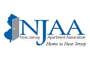 Logo of the NJAA New Jersey Apartment Association, which consists of a blue and white shield