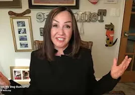Smiling woman presenting